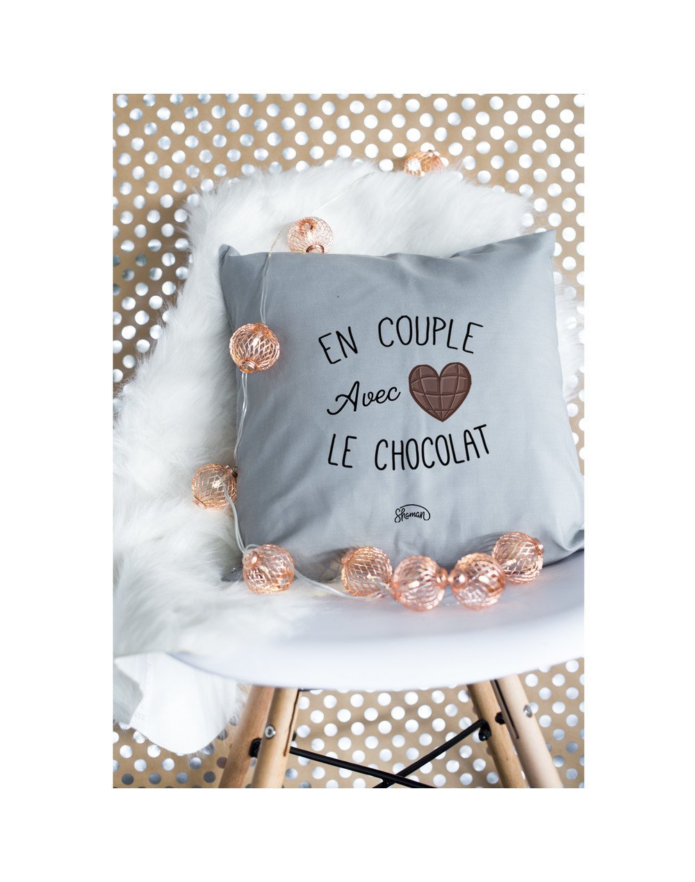 Coussin "Couple chocolat"