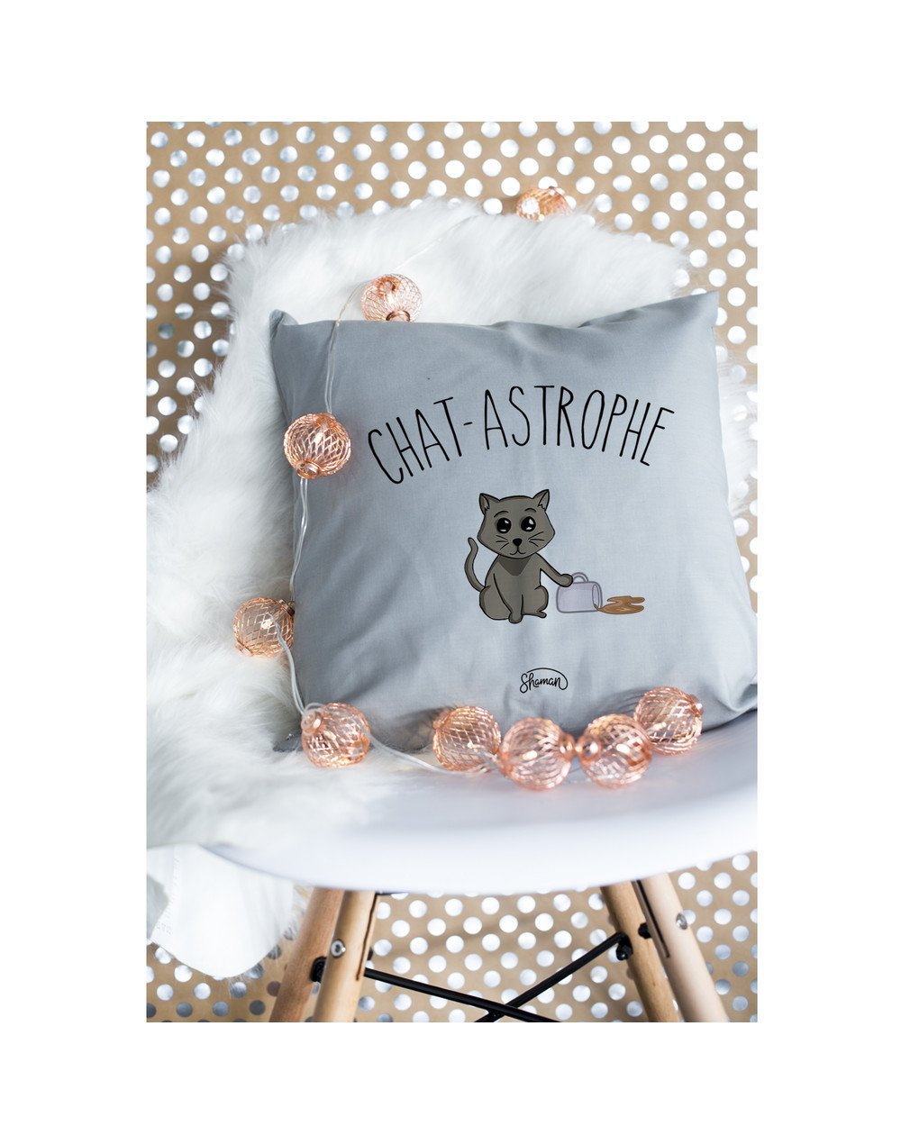 Coussin "Chat-astrophe"