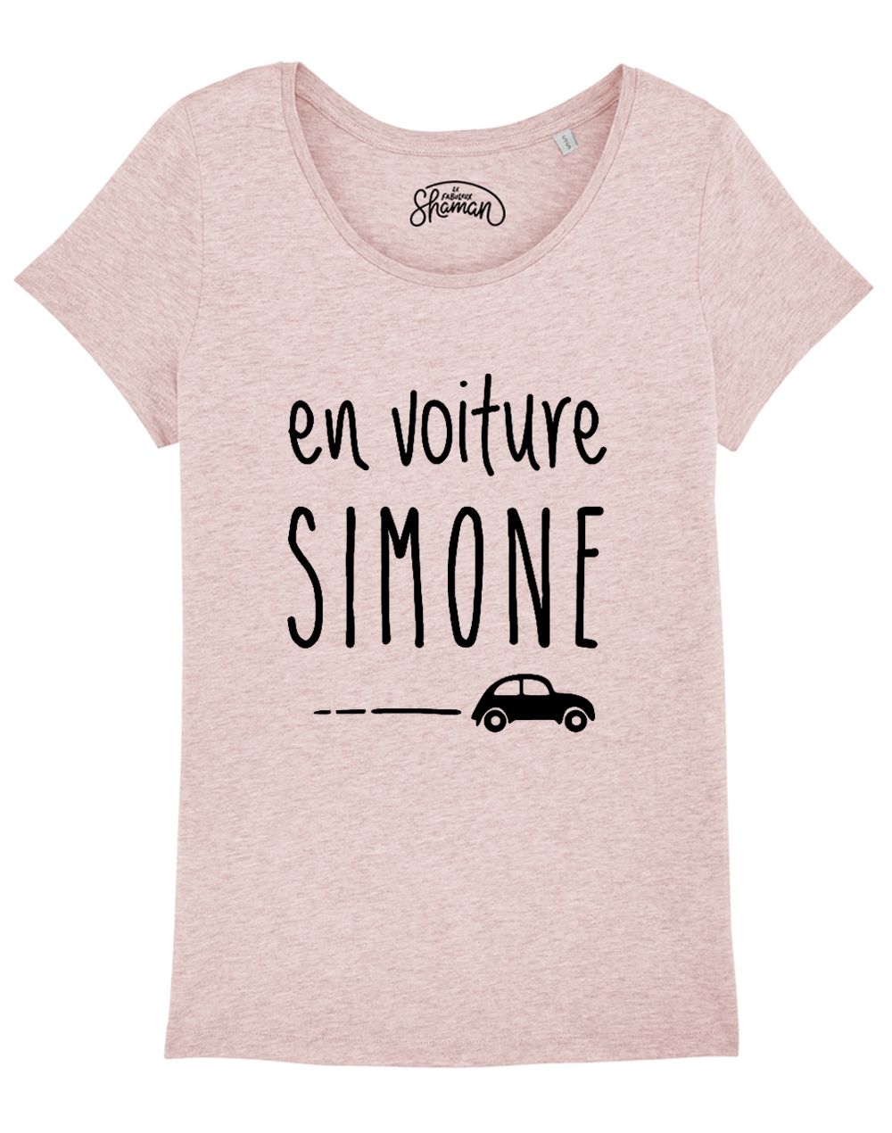 T-shirt à message imprimé En voiture Simone Femme Shaman