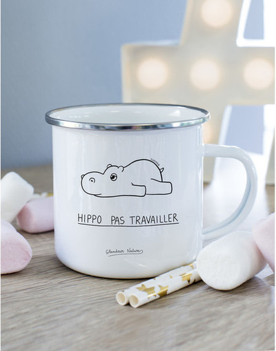 Mug metal HIPPO PAS TRAVAILLER